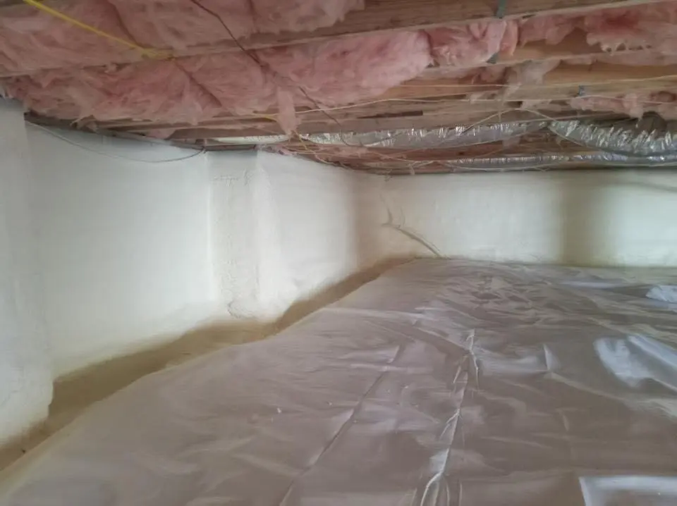 Crawl space encapsulation with closed-cell spray foam for Storm Damage Roof Repair in Monson